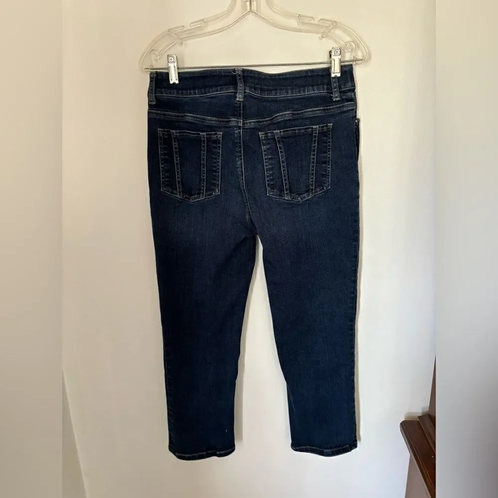 Chico's Perfect Stretch Dark Wash Denim Capri Jeans Size 0.5 23